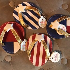 Festive americana attachable coasters for stemware